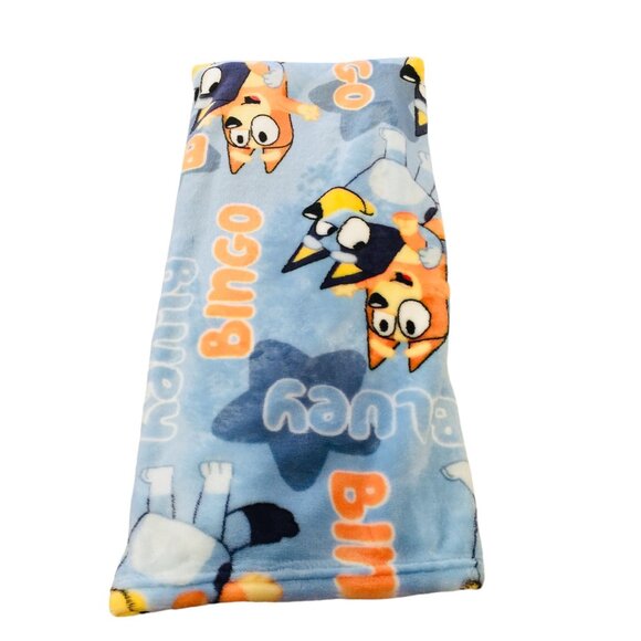 BLUEY BINGO Child's Preschool Plush Throw 40" x 50" Light Blue Orange - Picture 3 of 3